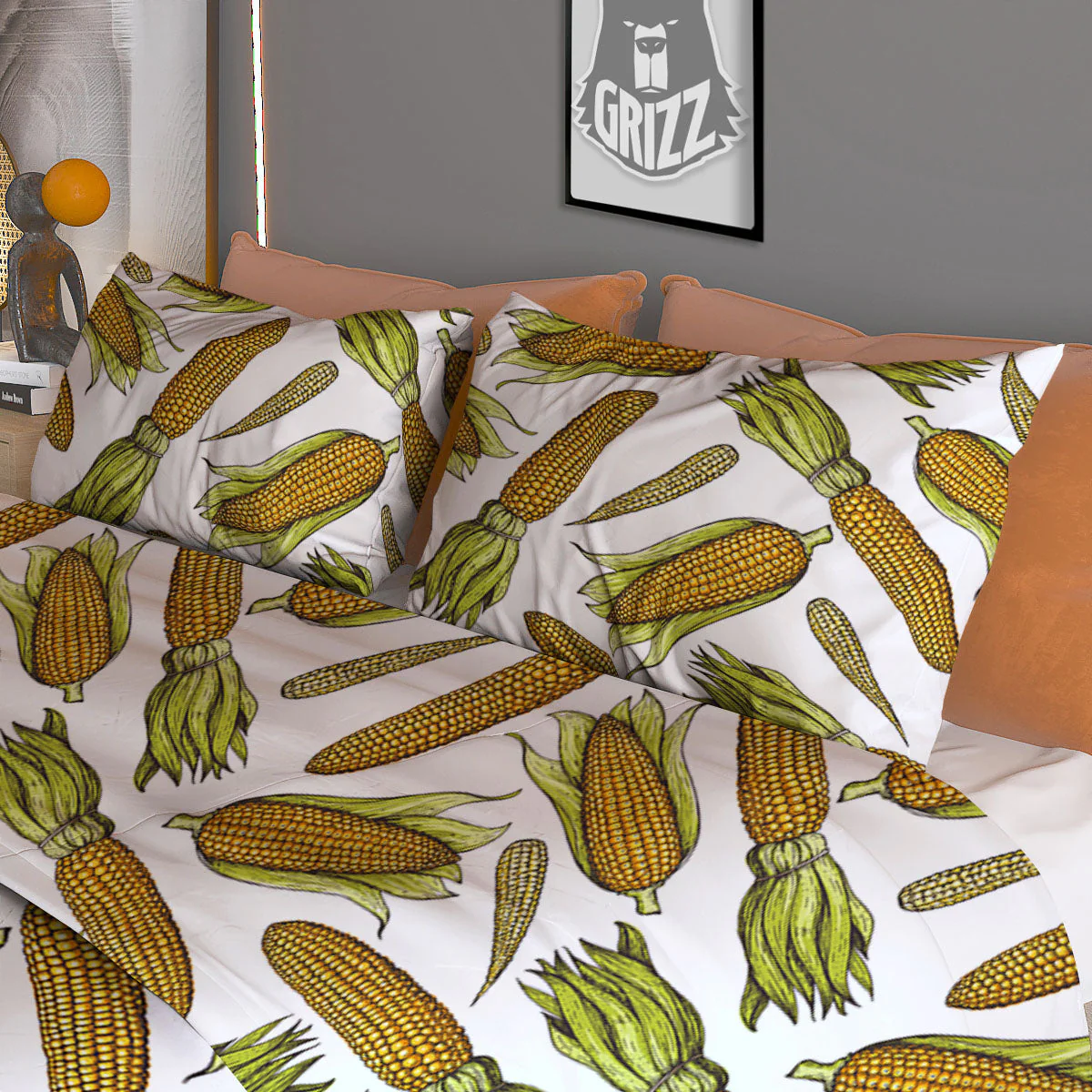 Corncob Hand-Drawn Print Pattern Duvet Cover Bedding Set - Image 3