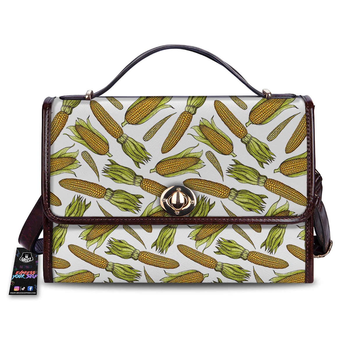 Corncob Hand-Drawn Print Pattern Women's Satchel Bag
