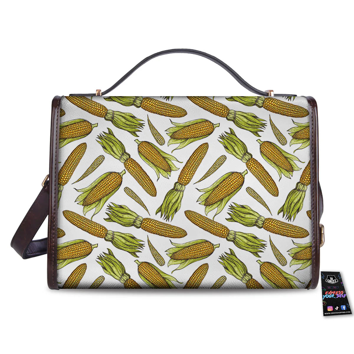 Corncob Hand-Drawn Print Pattern Women's Satchel Bag - Image 2