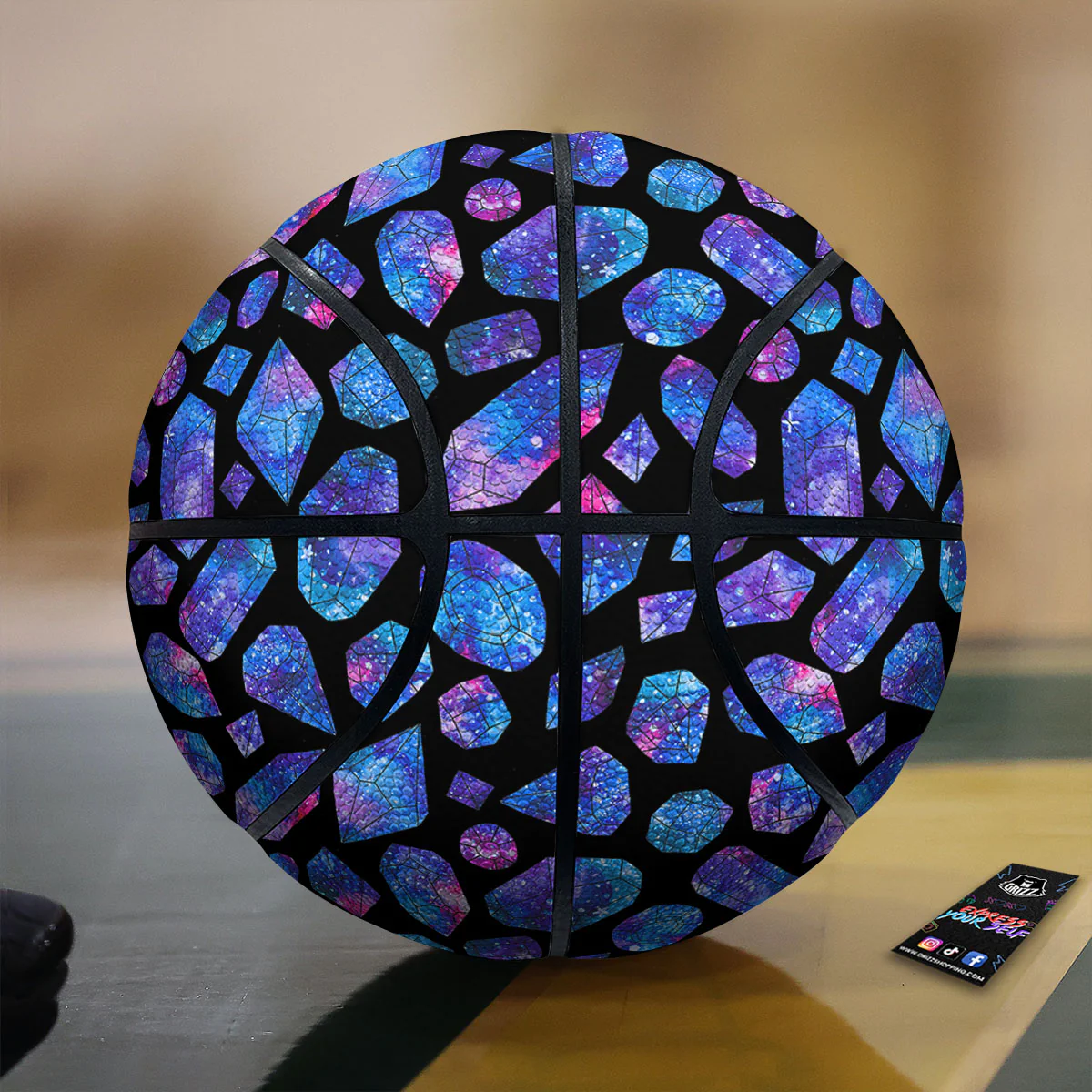 Cosmic Galaxy Space Purple Crystal Print Basketball