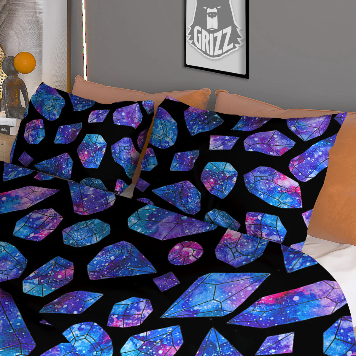 Cosmic Galaxy Space Purple Crystal Print Duvet Cover Bedding Set - Image 3