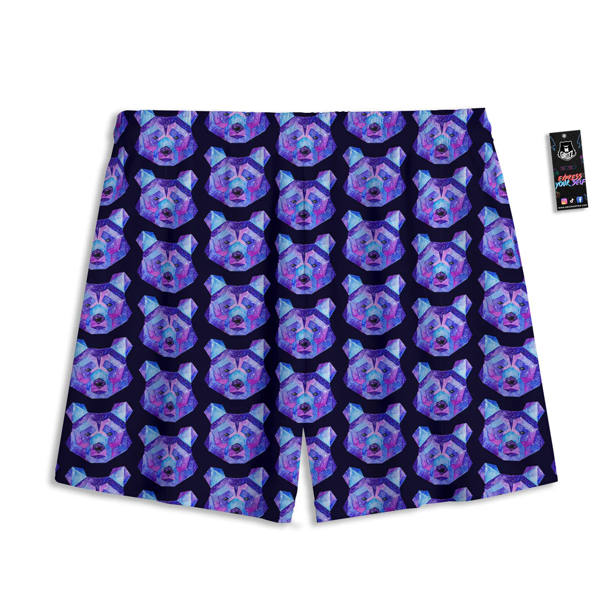 Cosmic Polygonal Bear Print Pattern Mesh Shorts - Image 2