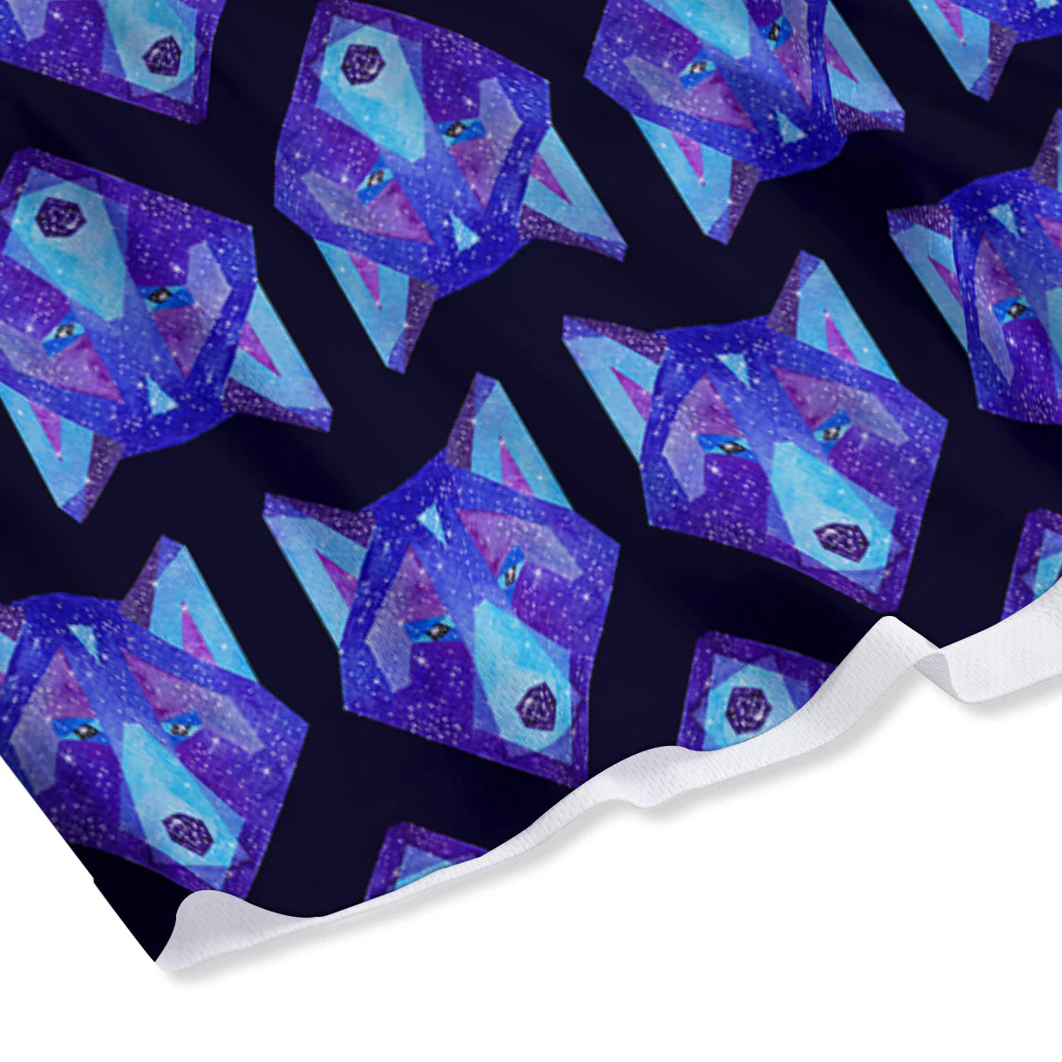 Cosmic Polygonal Wolf Print Pattern Mesh Shorts - Image 4