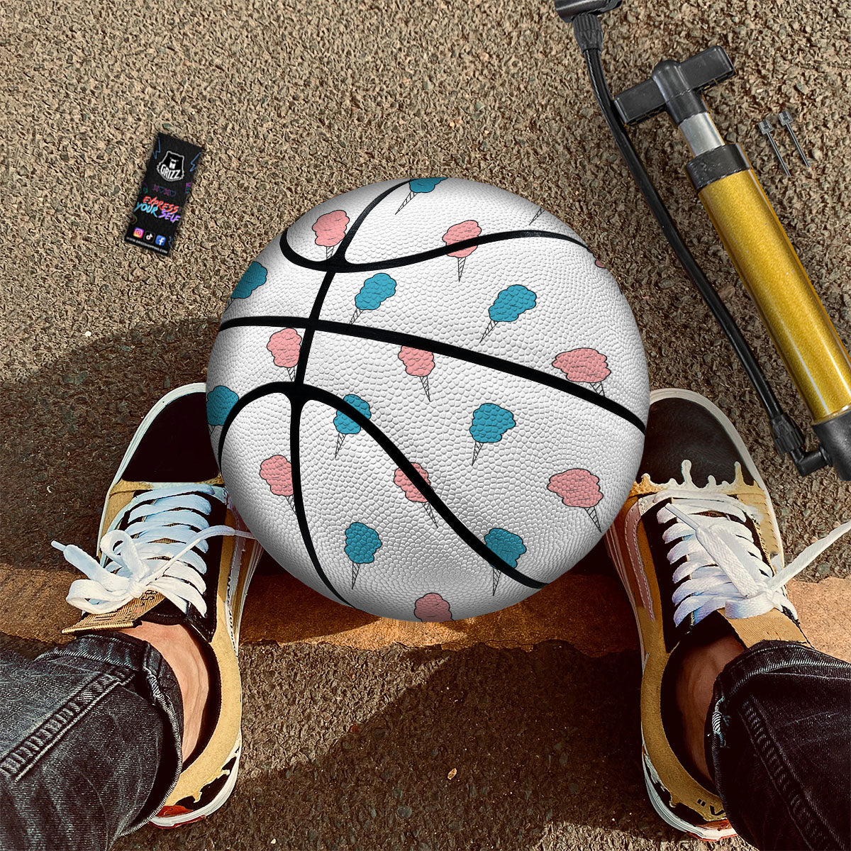 Cotton Candy Blue And Pink Print Pattern Basketball - Image 2