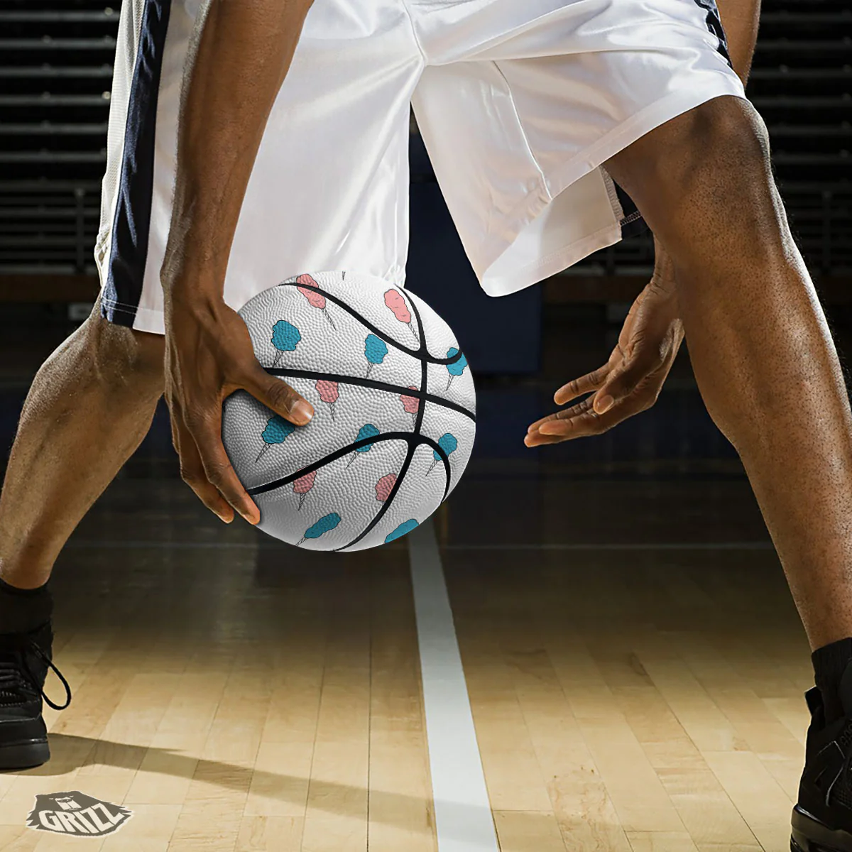 Cotton Candy Blue And Pink Print Pattern Basketball - Image 3