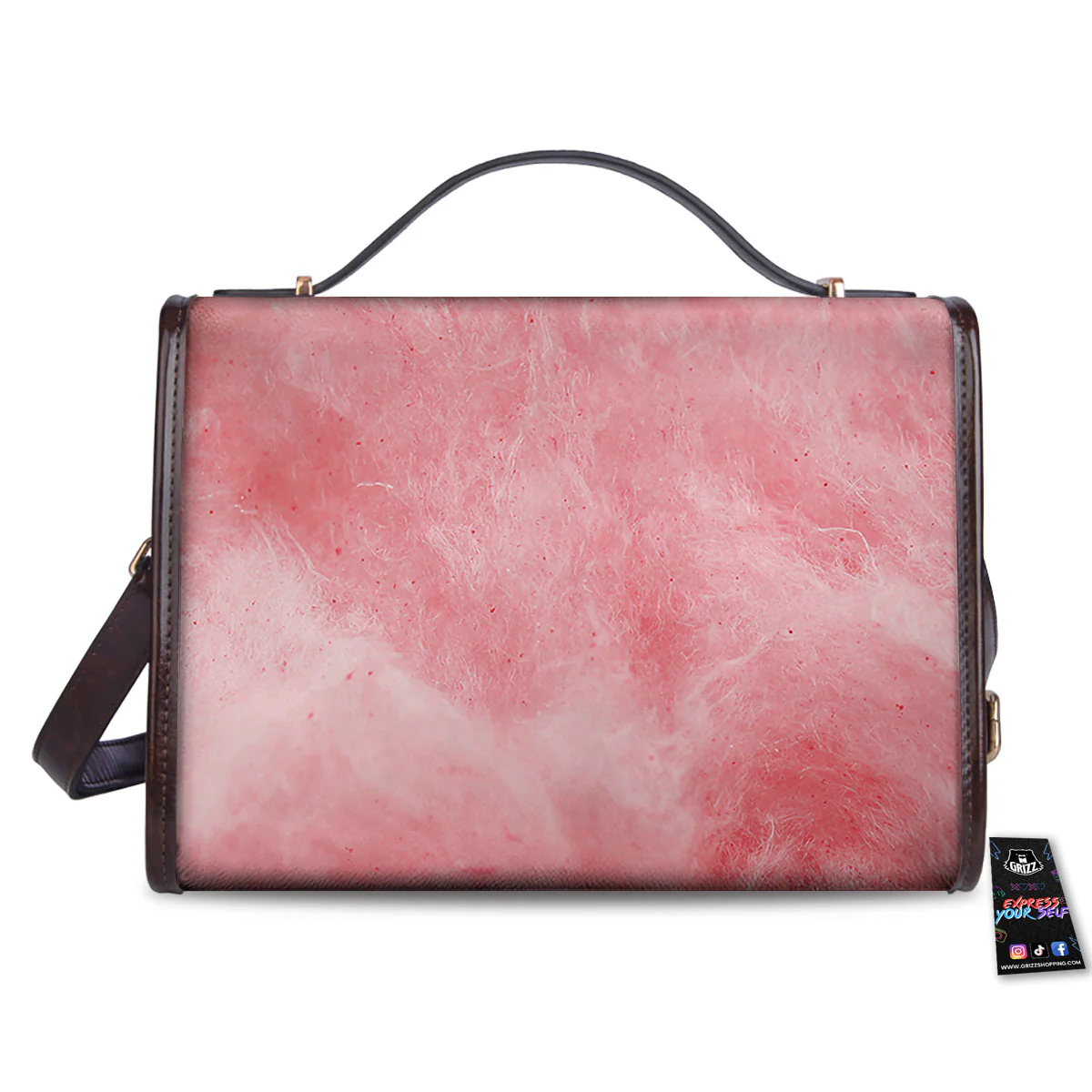 Cotton Candy Pink Print Women's Satchel Bag - Image 2
