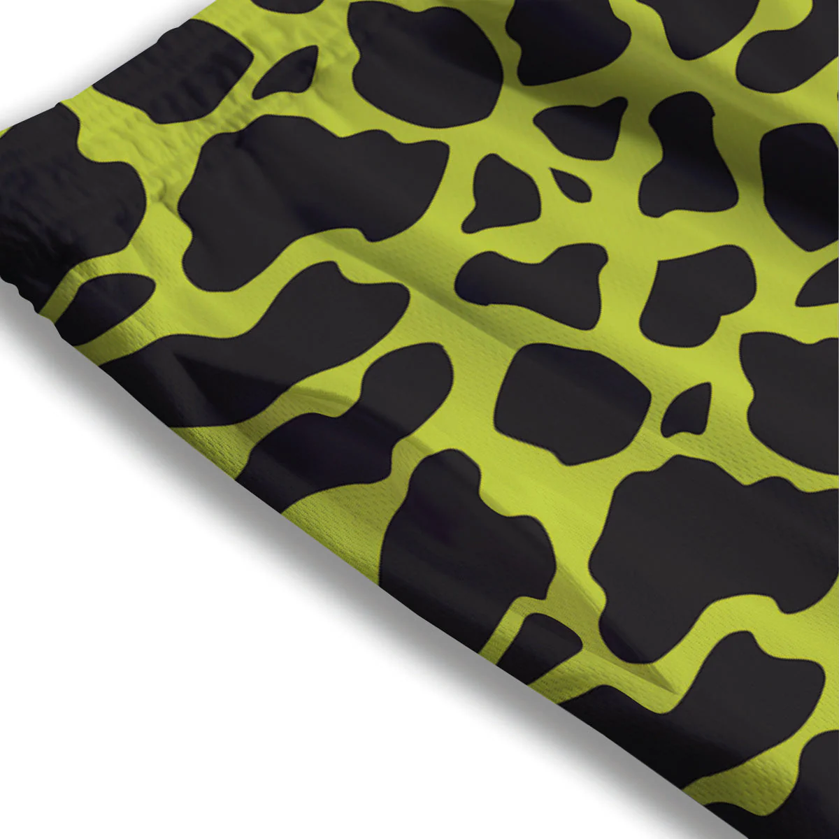 Cow Black And Lime Green Print Pattern Mesh Shorts - Image 3