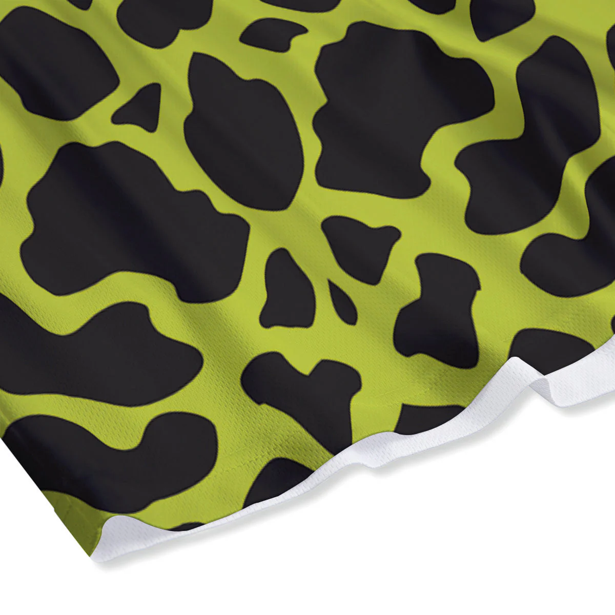 Cow Black And Lime Green Print Pattern Mesh Shorts - Image 4