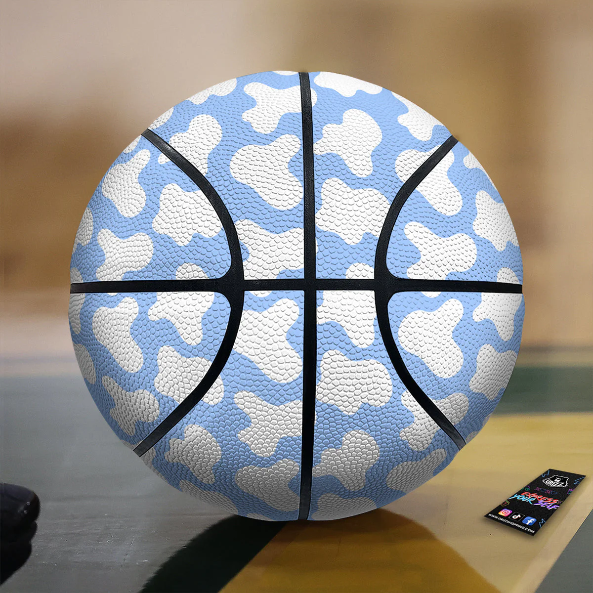 Cow Blue And White Print Pattern Basketball