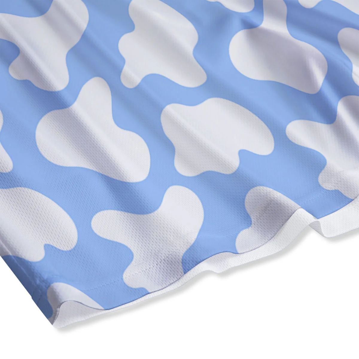 Cow Blue And White Print Pattern Mesh Shorts - Image 4