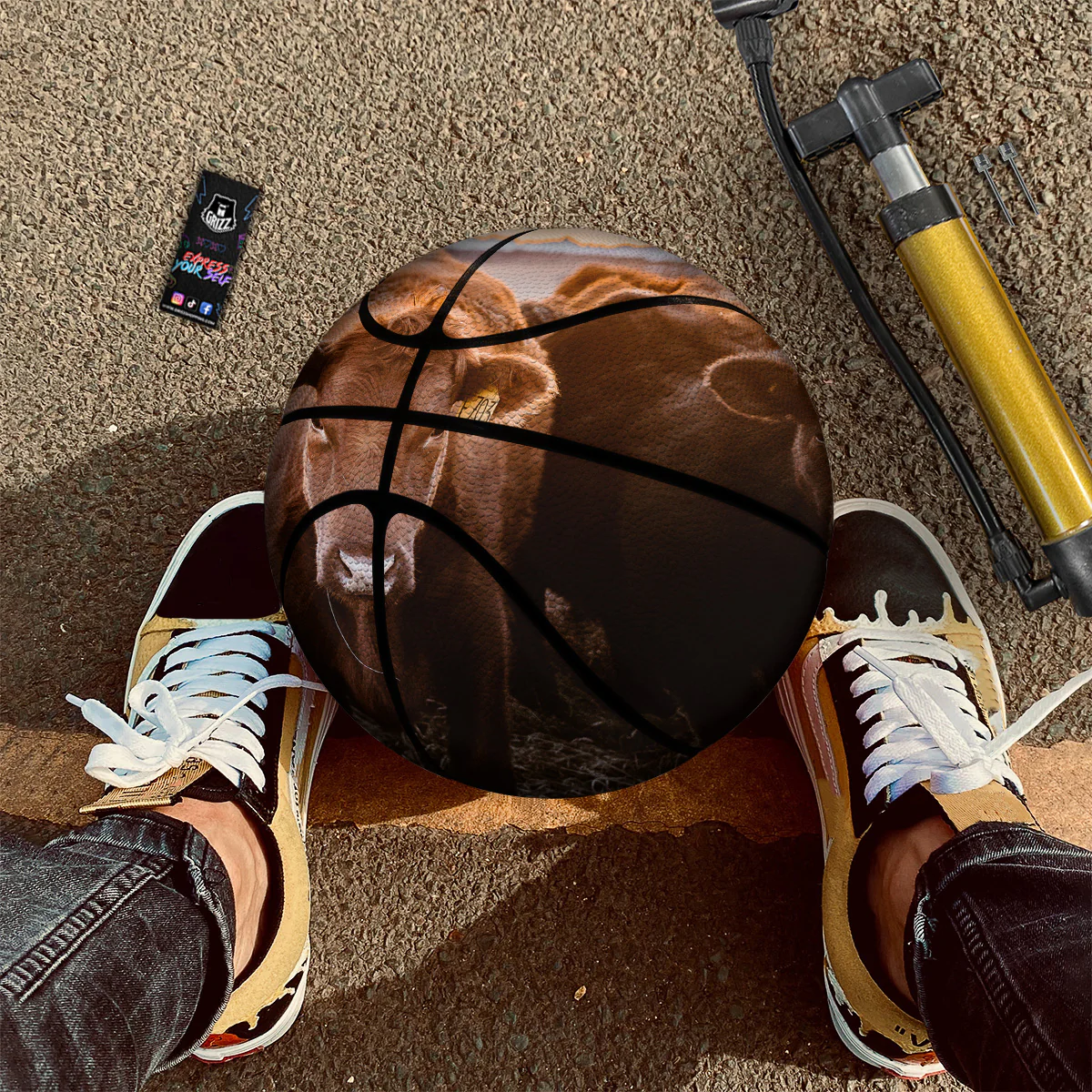 Cow Brown Print Basketball - Image 2