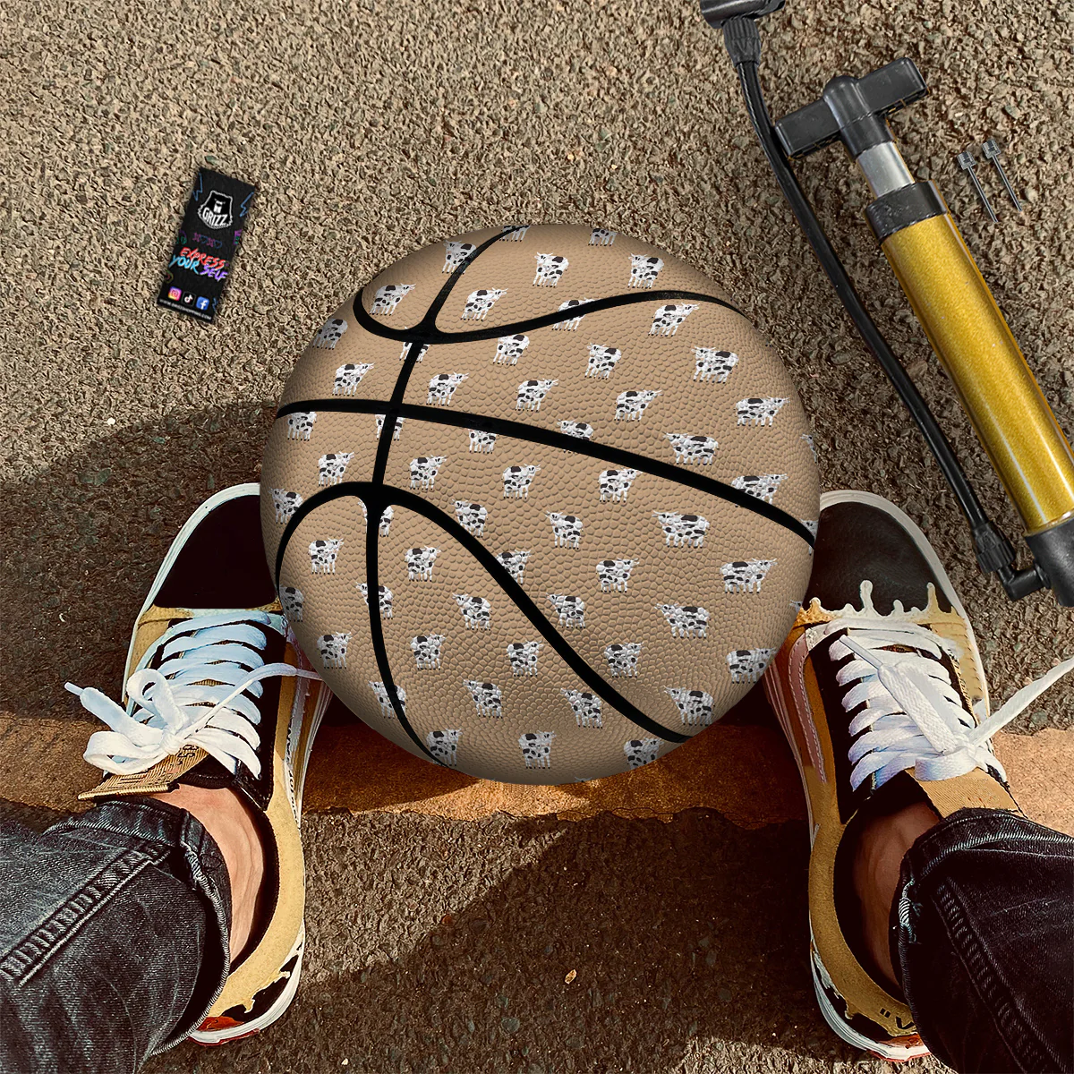Cow Cute And Baby Cow Print Pattern Basketball - Image 2