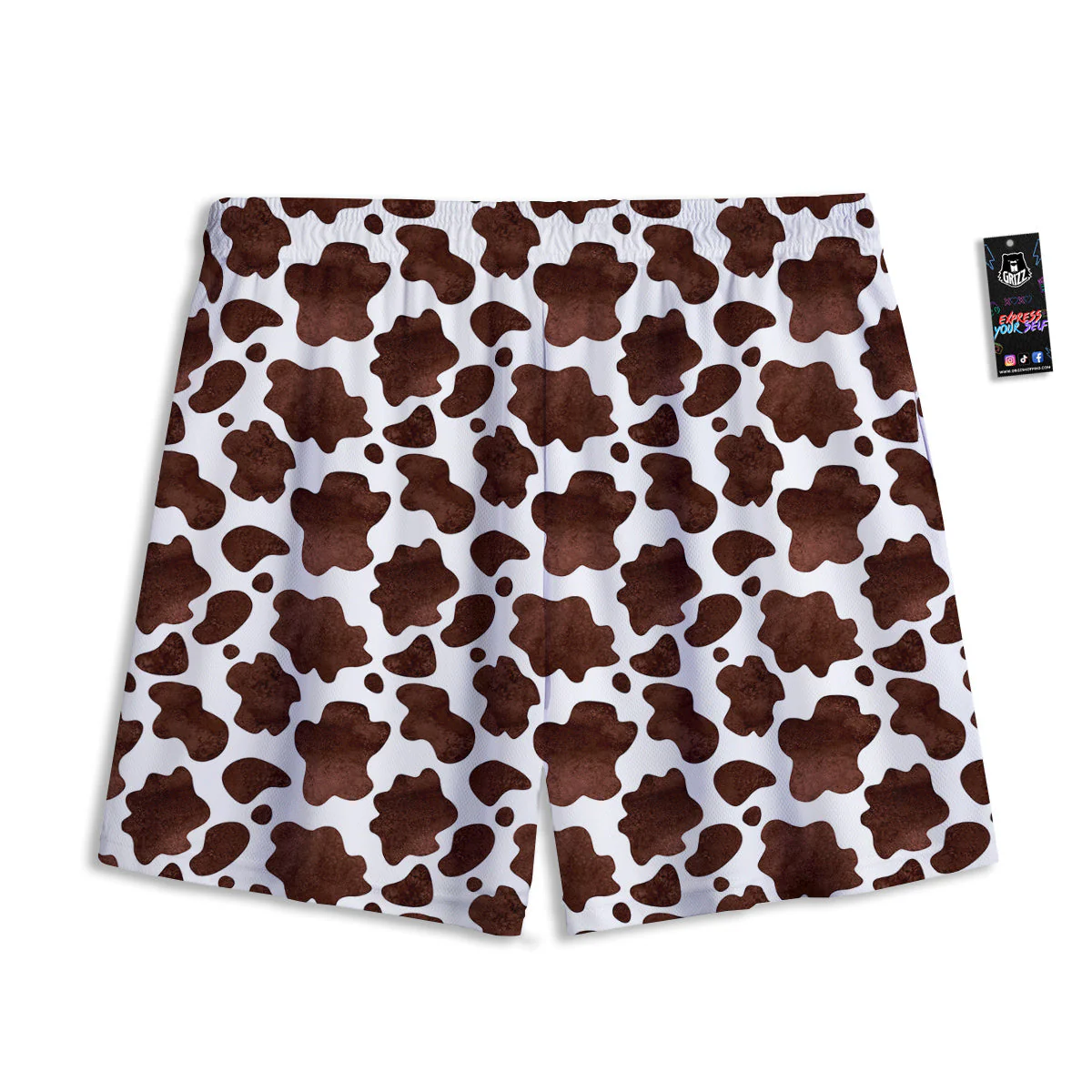 Cow Dark Brown Print Mesh Shorts - Image 2