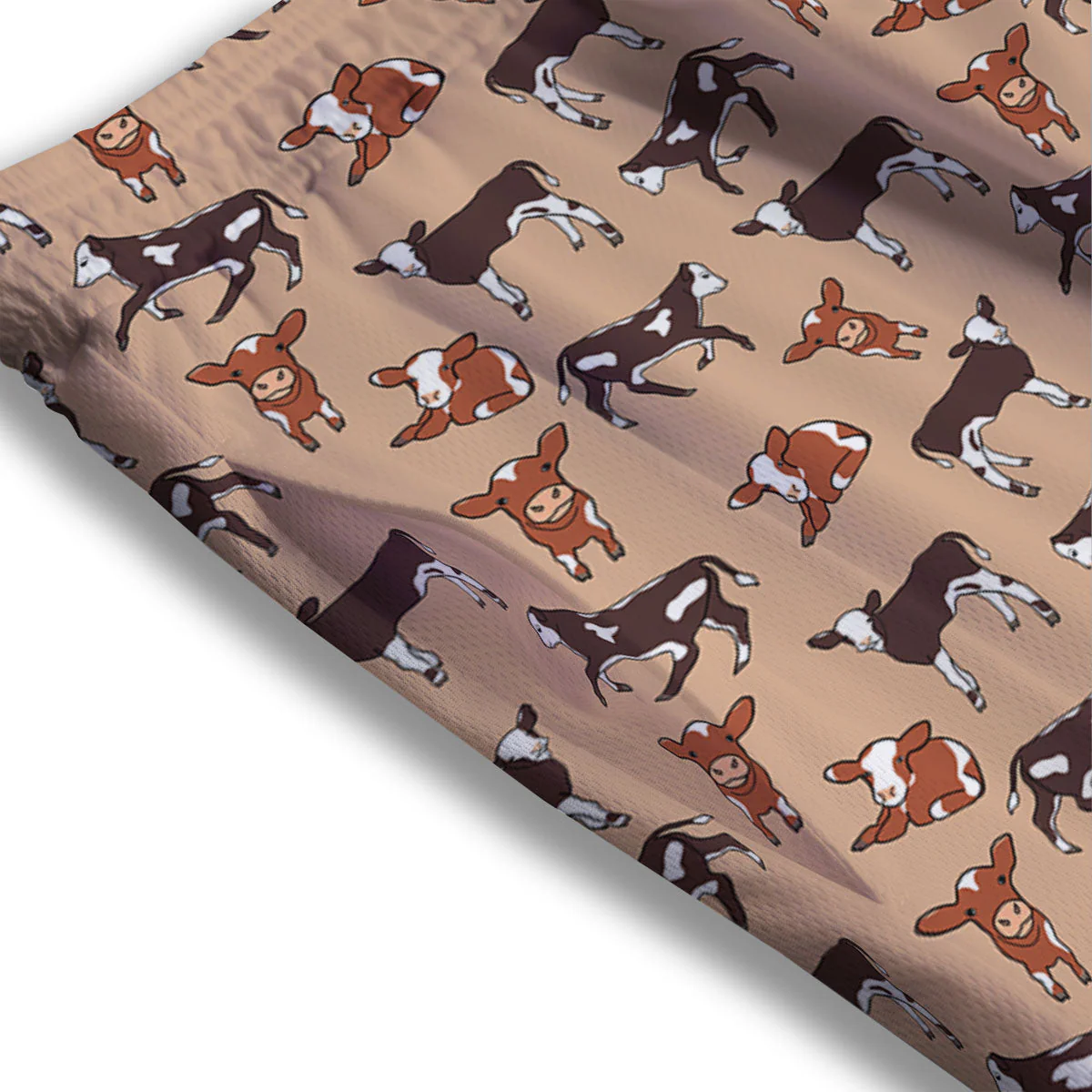 Cow Doodle Print Pattern Mesh Shorts - Image 3