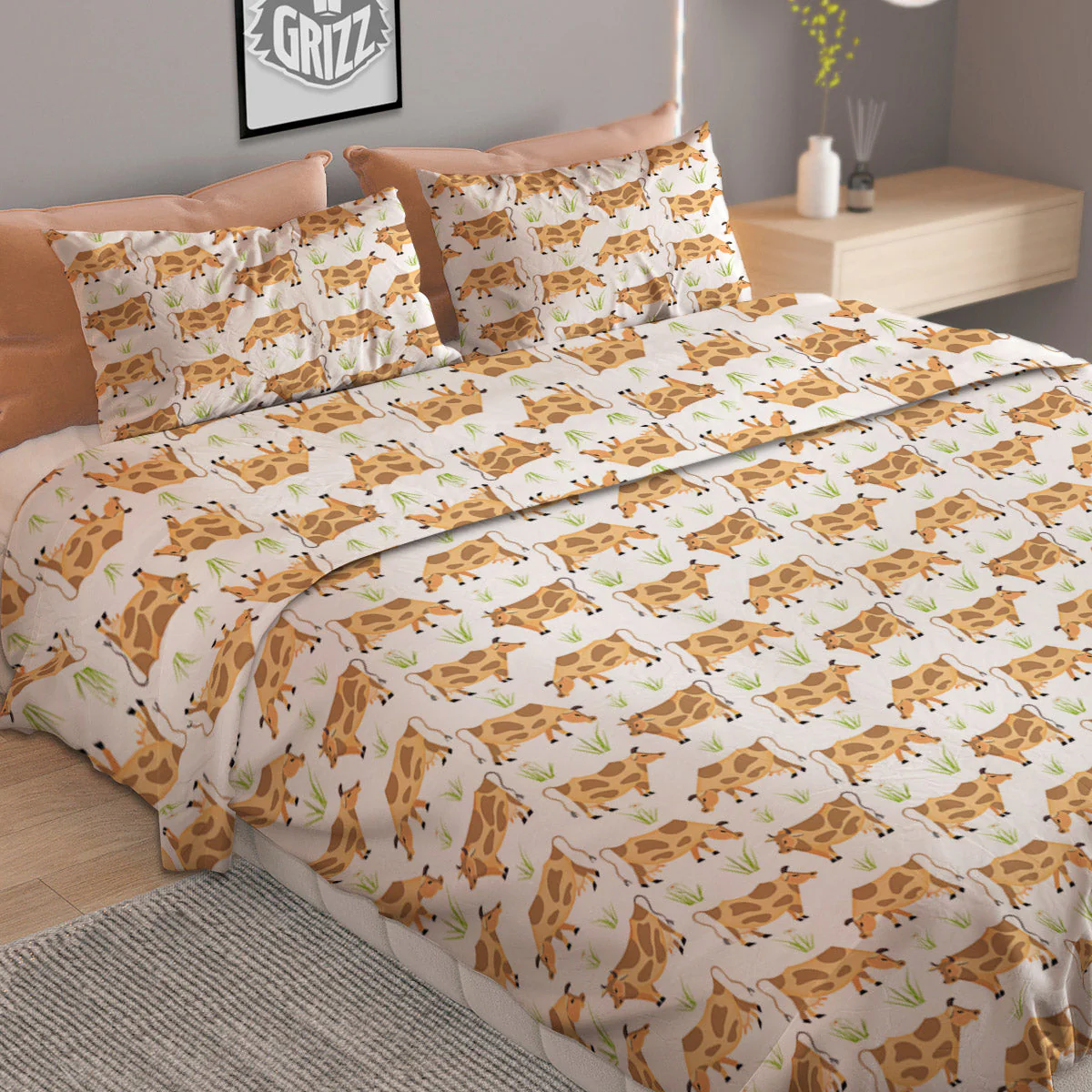 Cow Farm Cartoon Dairy Print Pattern Duvet Cover Bedding Set - Image 2
