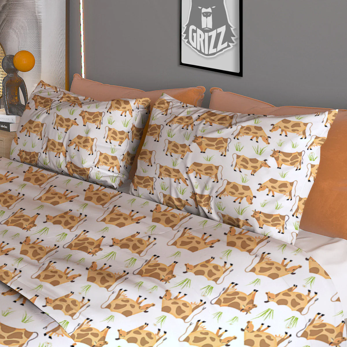 Cow Farm Cartoon Dairy Print Pattern Duvet Cover Bedding Set - Image 3