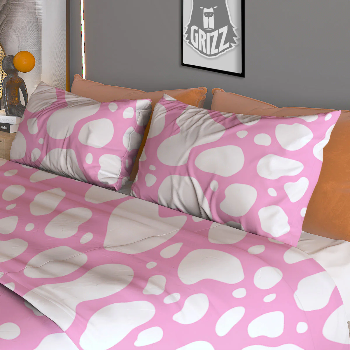 Cow Pink And White Print Pattern Duvet Cover Bedding Set - Image 3