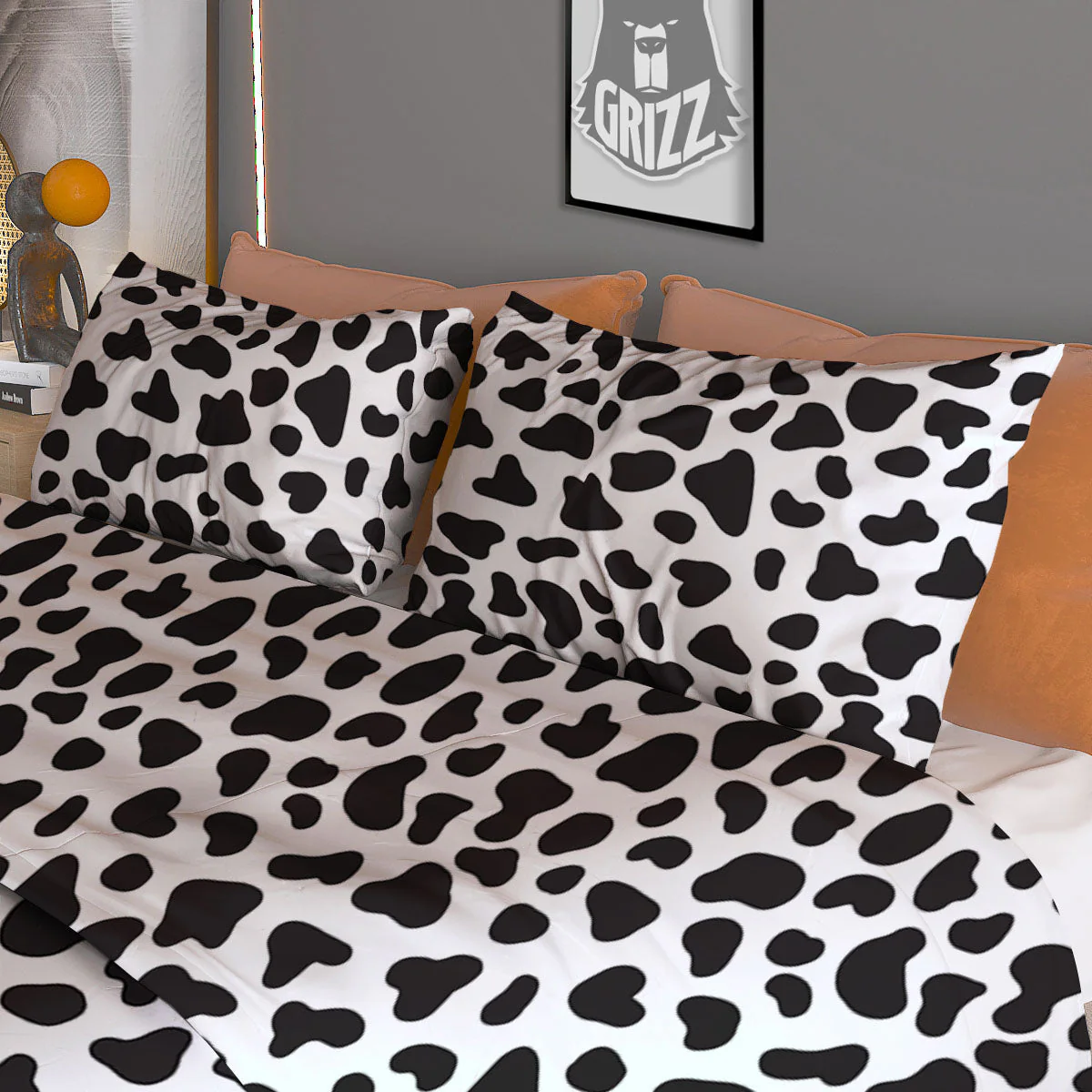 Cow White And Black Print Duvet Cover Bedding Set - Image 3