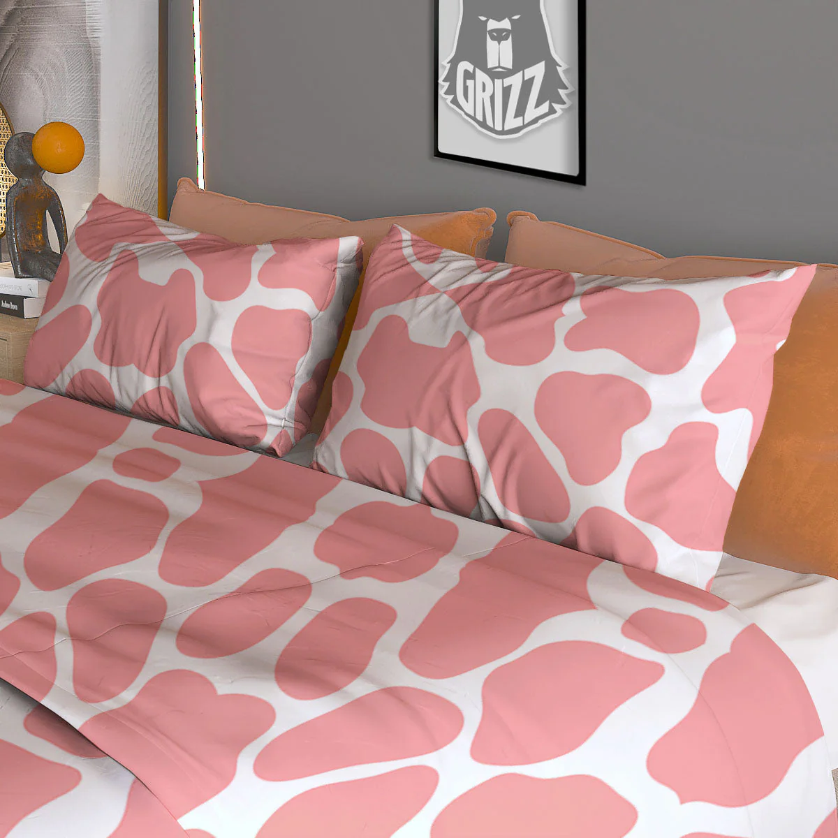 Cow White And Pink Print Duvet Cover Bedding Set - Image 3