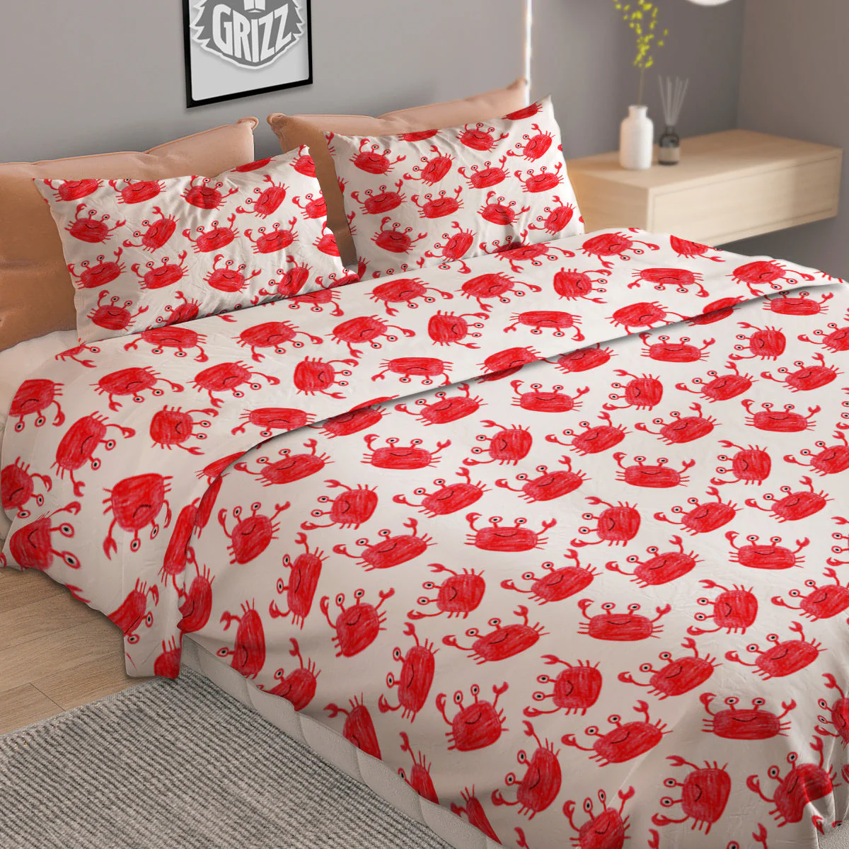 Crab Cute Print Pattern Duvet Cover Bedding Set - Image 2