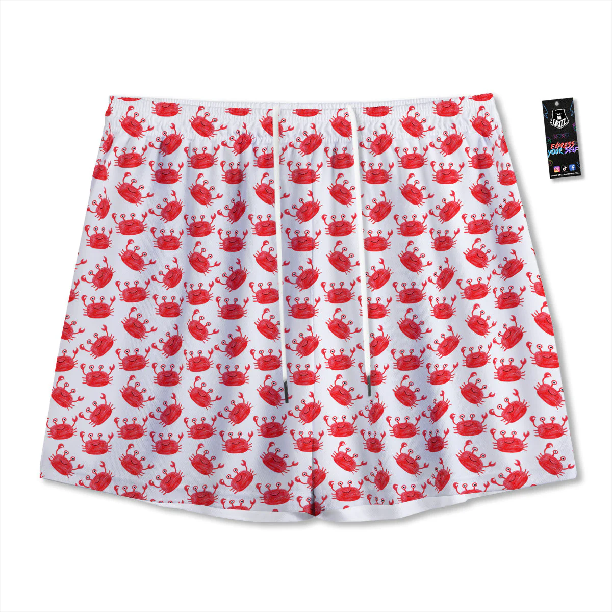 Crab Cute Print Pattern Mesh Shorts