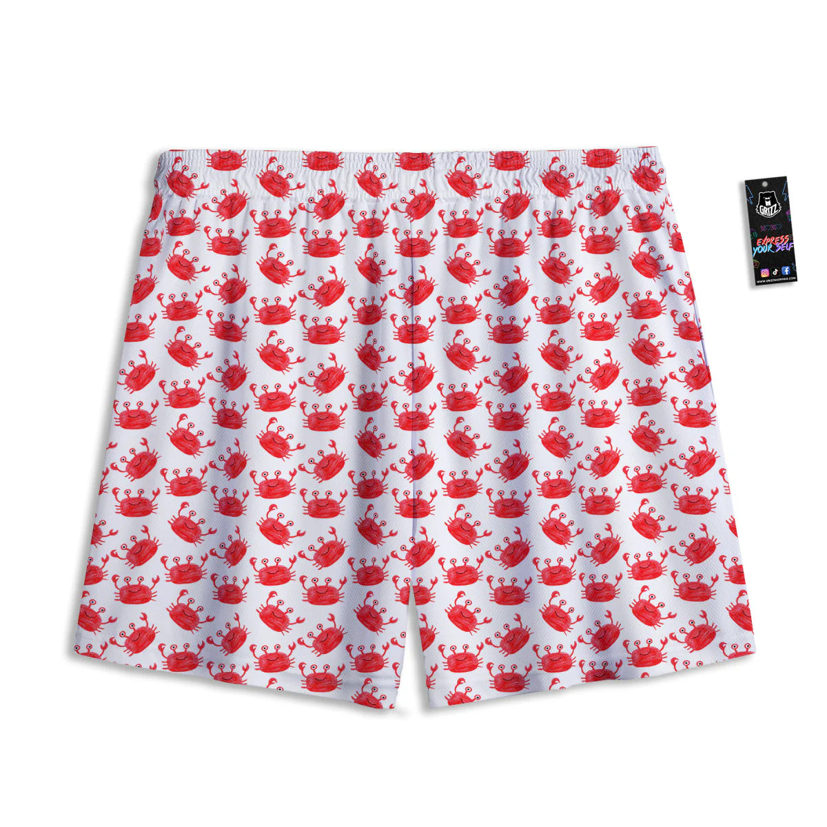 Crab Cute Print Pattern Mesh Shorts - Image 2