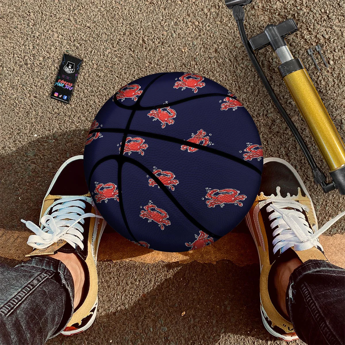 Crab Red Print Pattern Basketball - Image 2