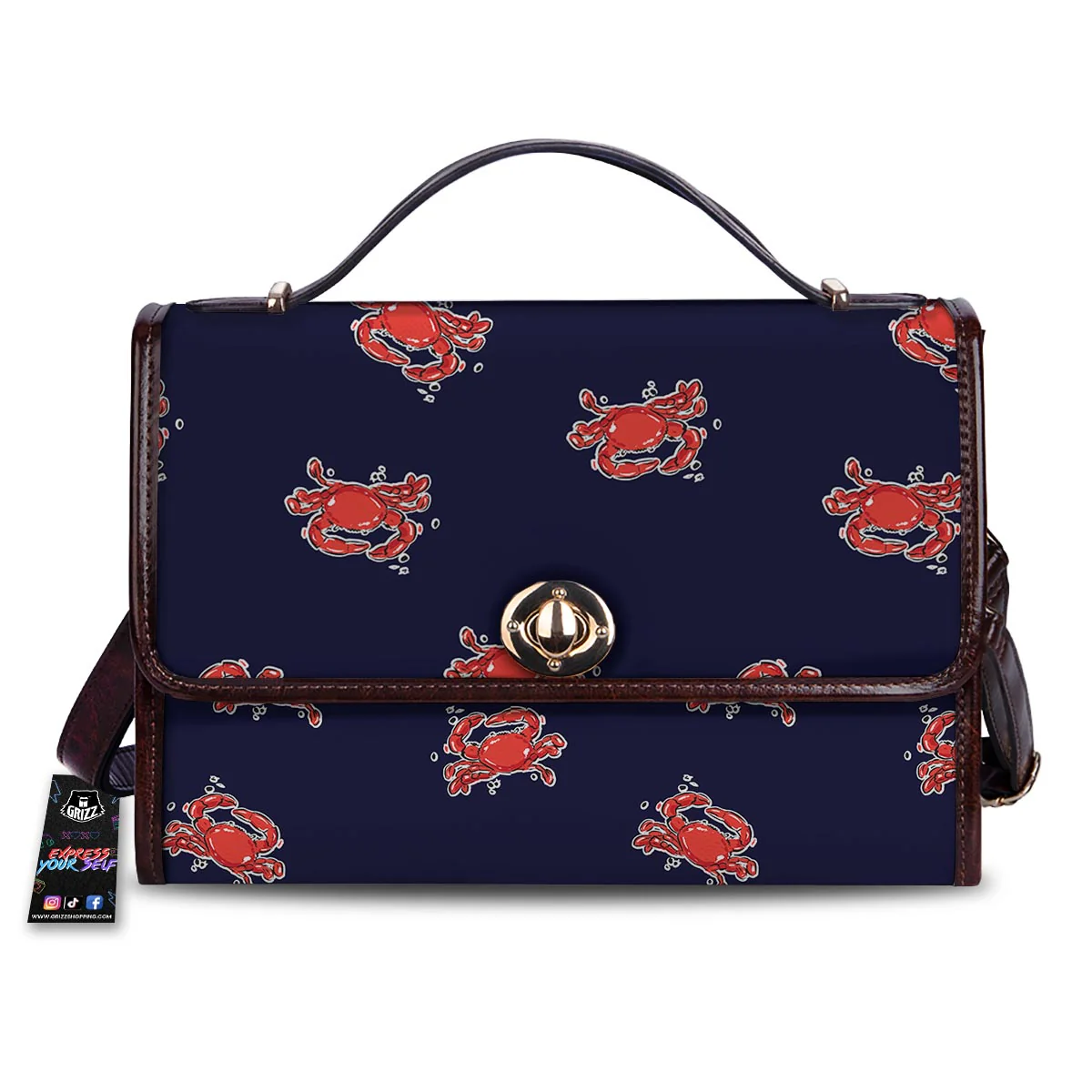 Crab Red Print Pattern Women's Satchel Bag