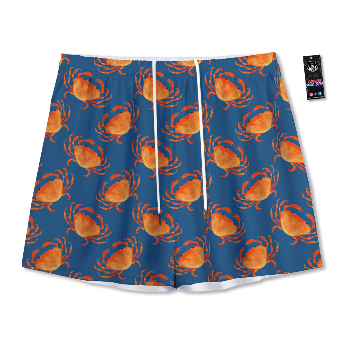 Crab Watercolor Print Pattern Mesh Shorts