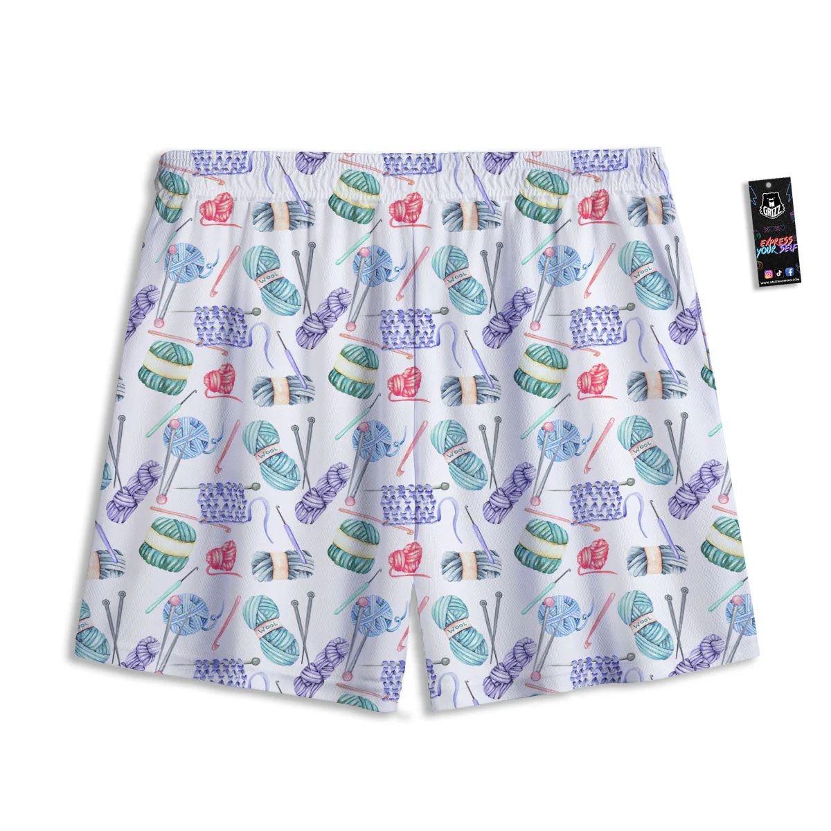 Crochet Yarn Print Pattern Mesh Shorts - Image 2