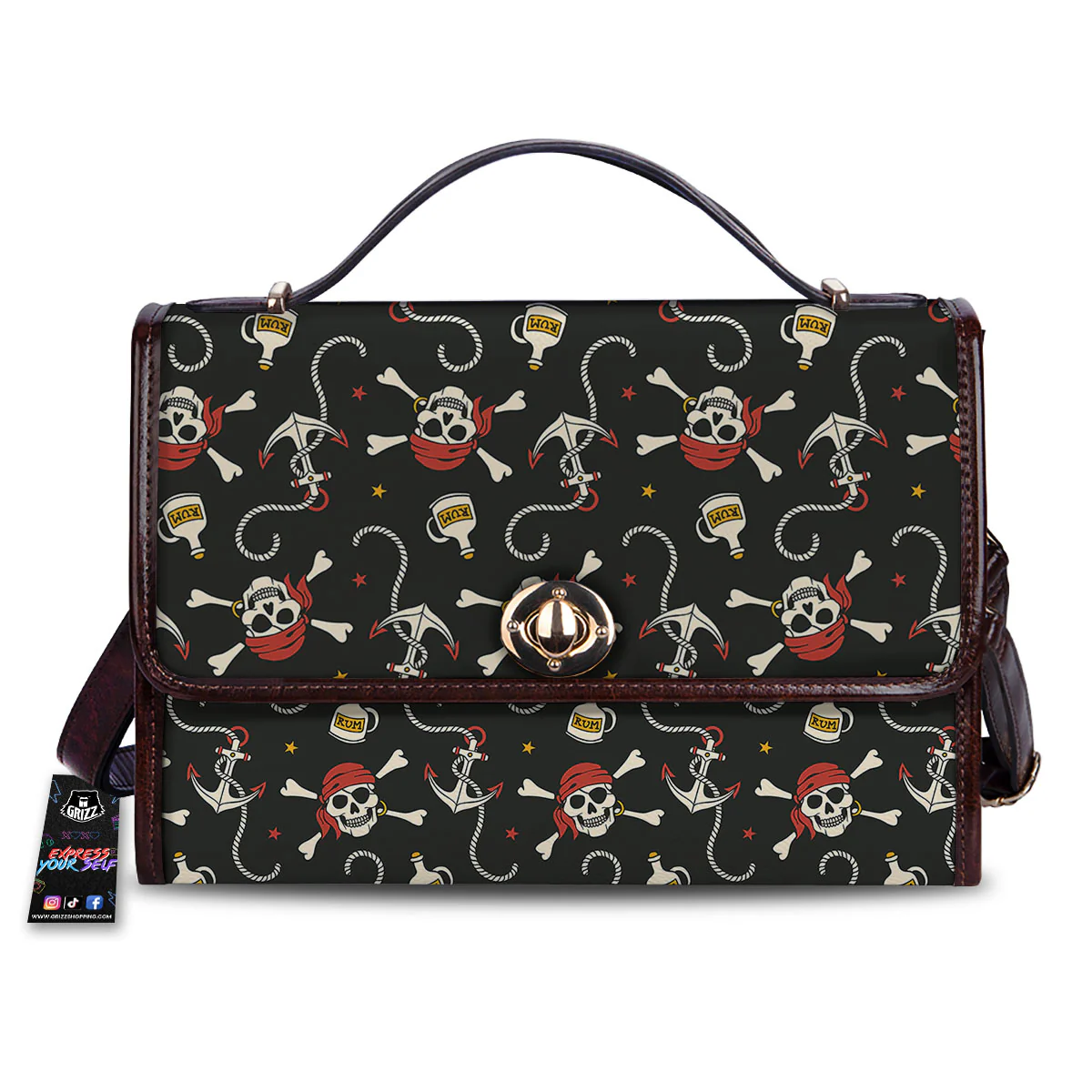 Crossbones Pirate Skull Print Pattern Women's Satchel Bag