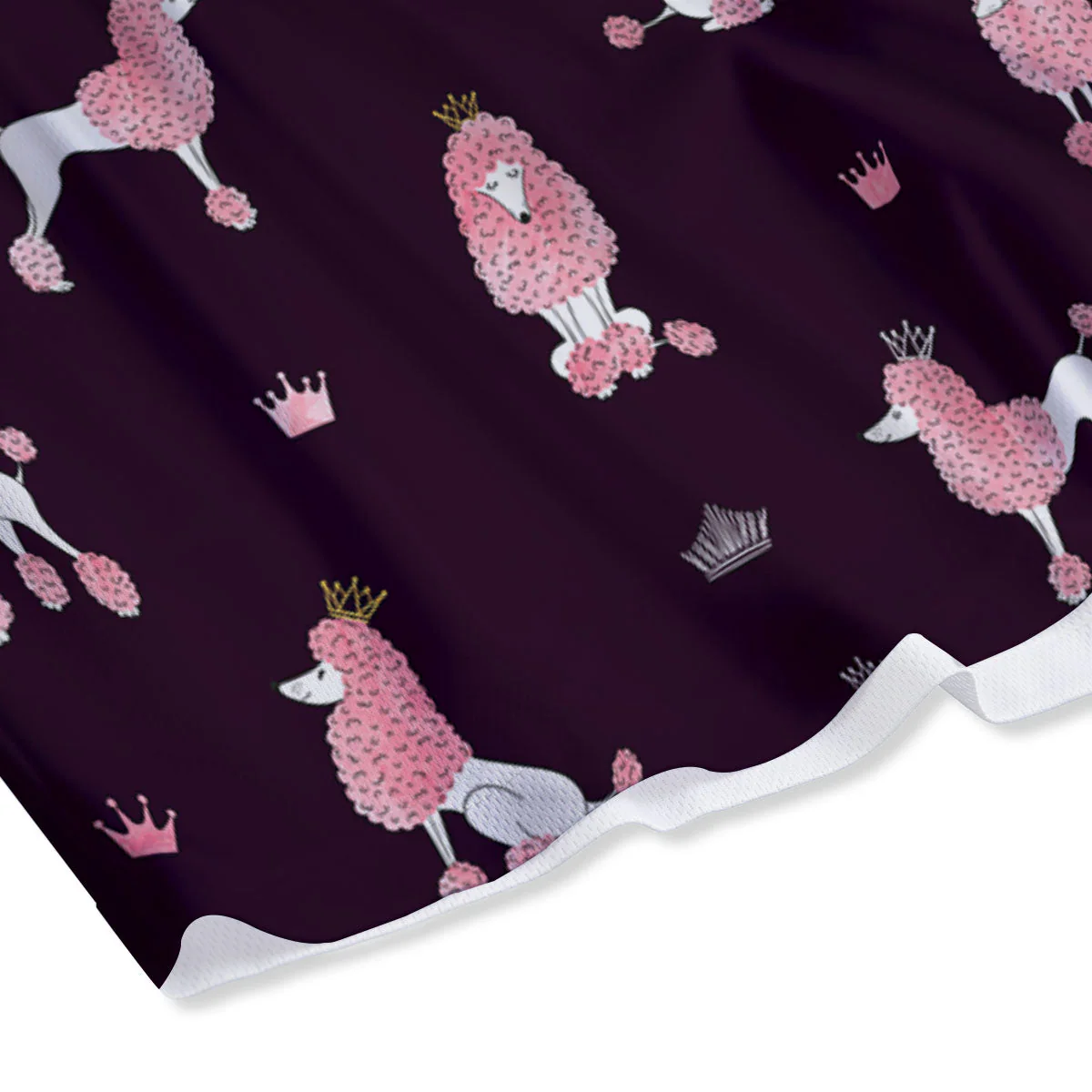 Crown And Poodle Print Pattern Mesh Shorts - Image 4