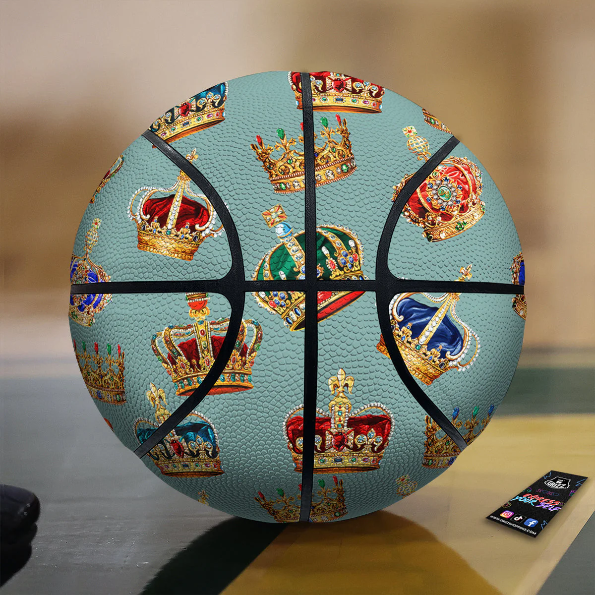 Crown Vintage Print Pattern Basketball