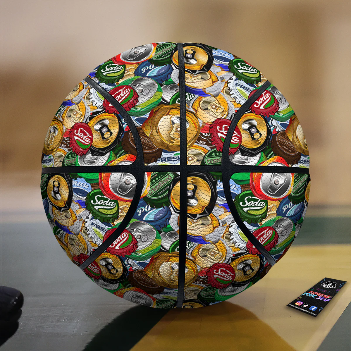 Crumpled Cans And Caps Print Pattern Basketball