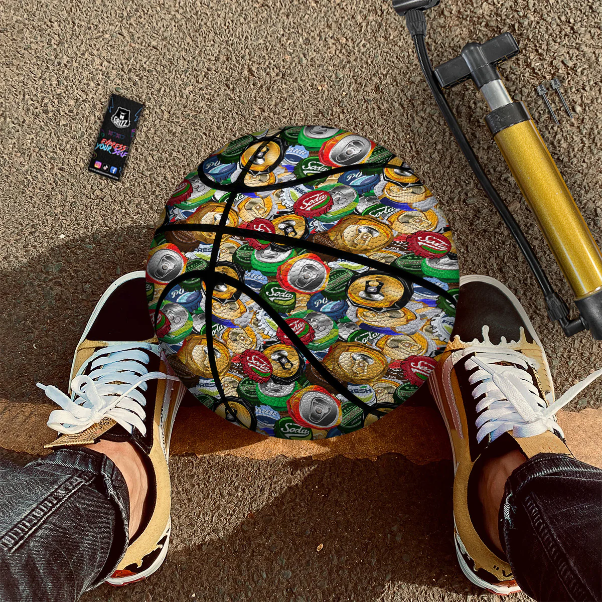 Crumpled Cans And Caps Print Pattern Basketball - Image 2