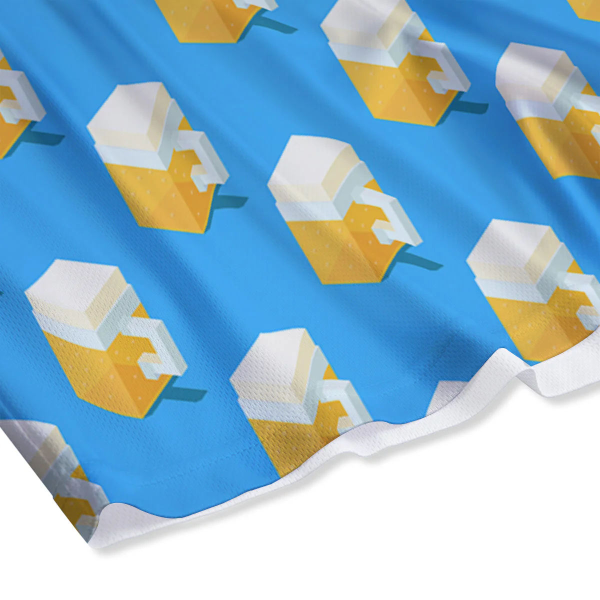 Cubic Beer Mugs On Blue Print Pattern Mesh Shorts - Image 4