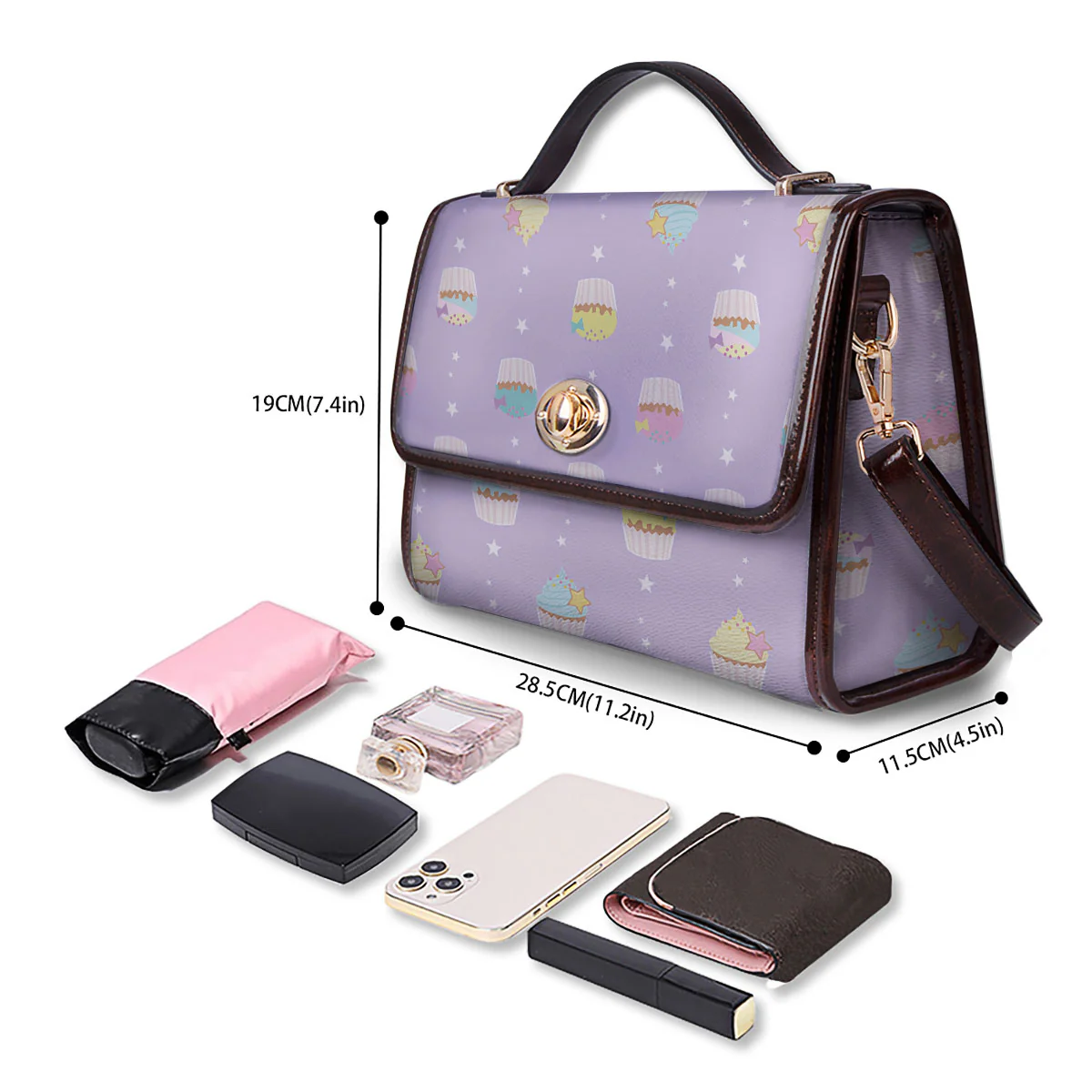 Cupcake Pastel Print Pattern Women's Satchel Bag - Image 4