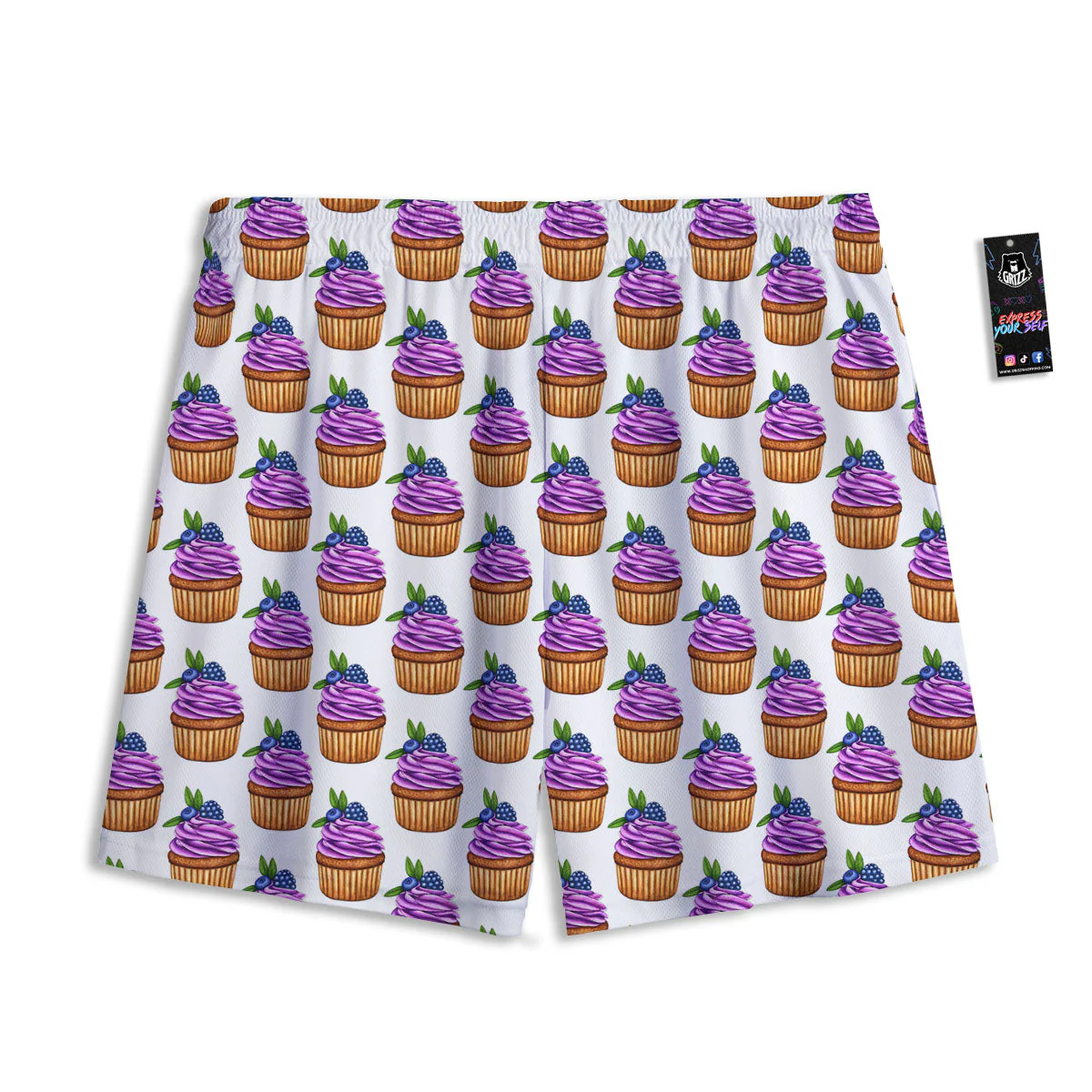 Cupcake Purple Print Pattern Mesh Shorts - Image 2