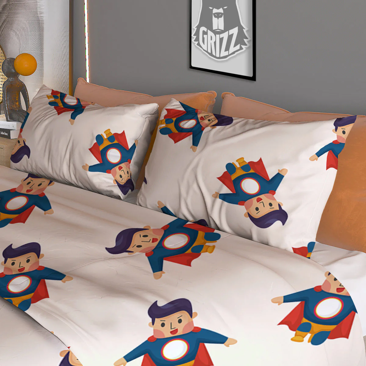 Cute Baby Hero Print Pattern Duvet Cover Bedding Set - Image 3