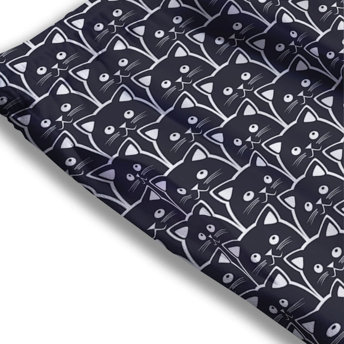 Cute Black Cat Print Pattern Mesh Shorts - Image 3