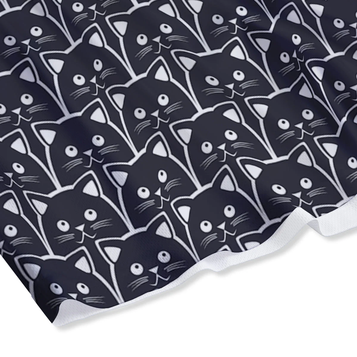 Cute Black Cat Print Pattern Mesh Shorts - Image 4