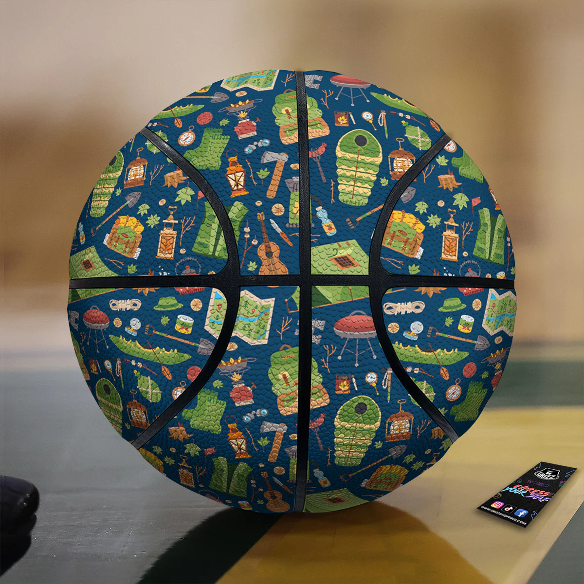 Cute Camping Equipment Print Pattern Basketball