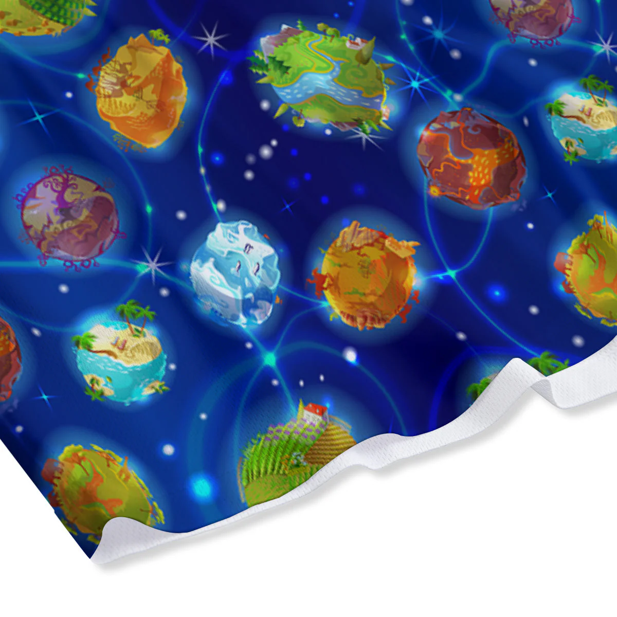Cute Cartoon Planets Print Pattern Mesh Shorts - Image 4