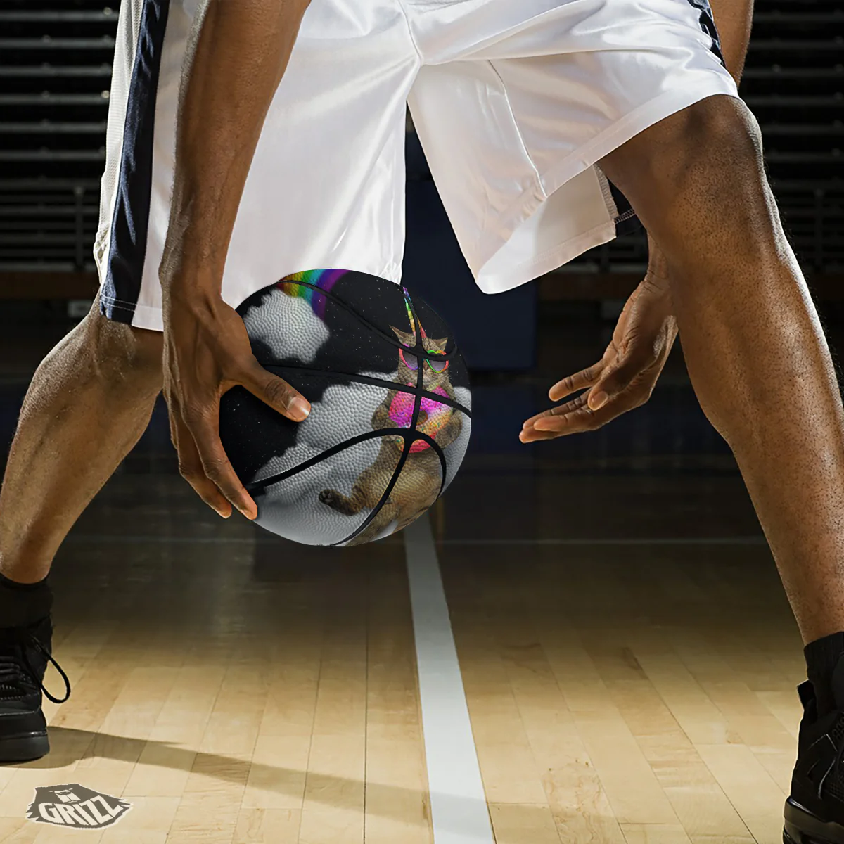 Cute Cat Unicorn Print Basketball - Image 3