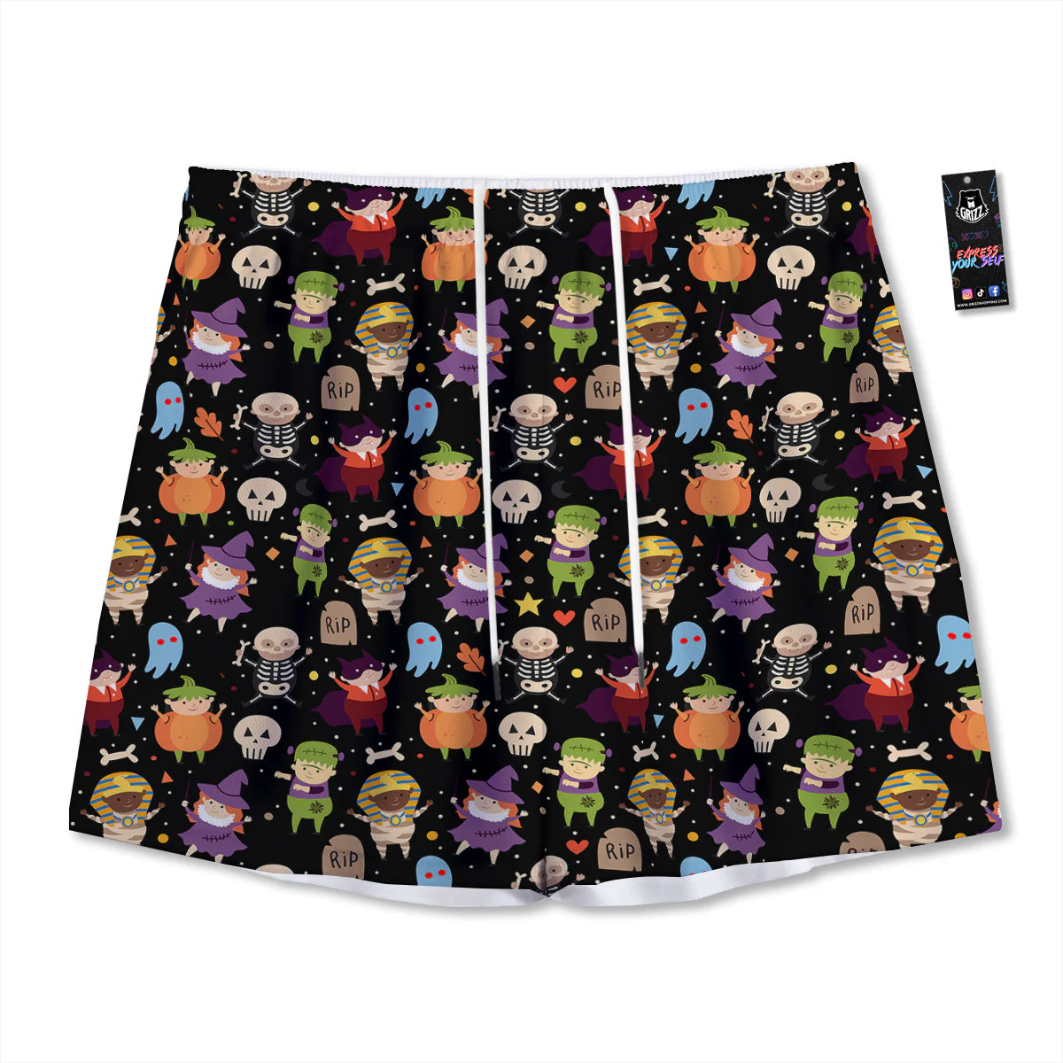Cute Children Halloween Print Pattern Mesh Shorts