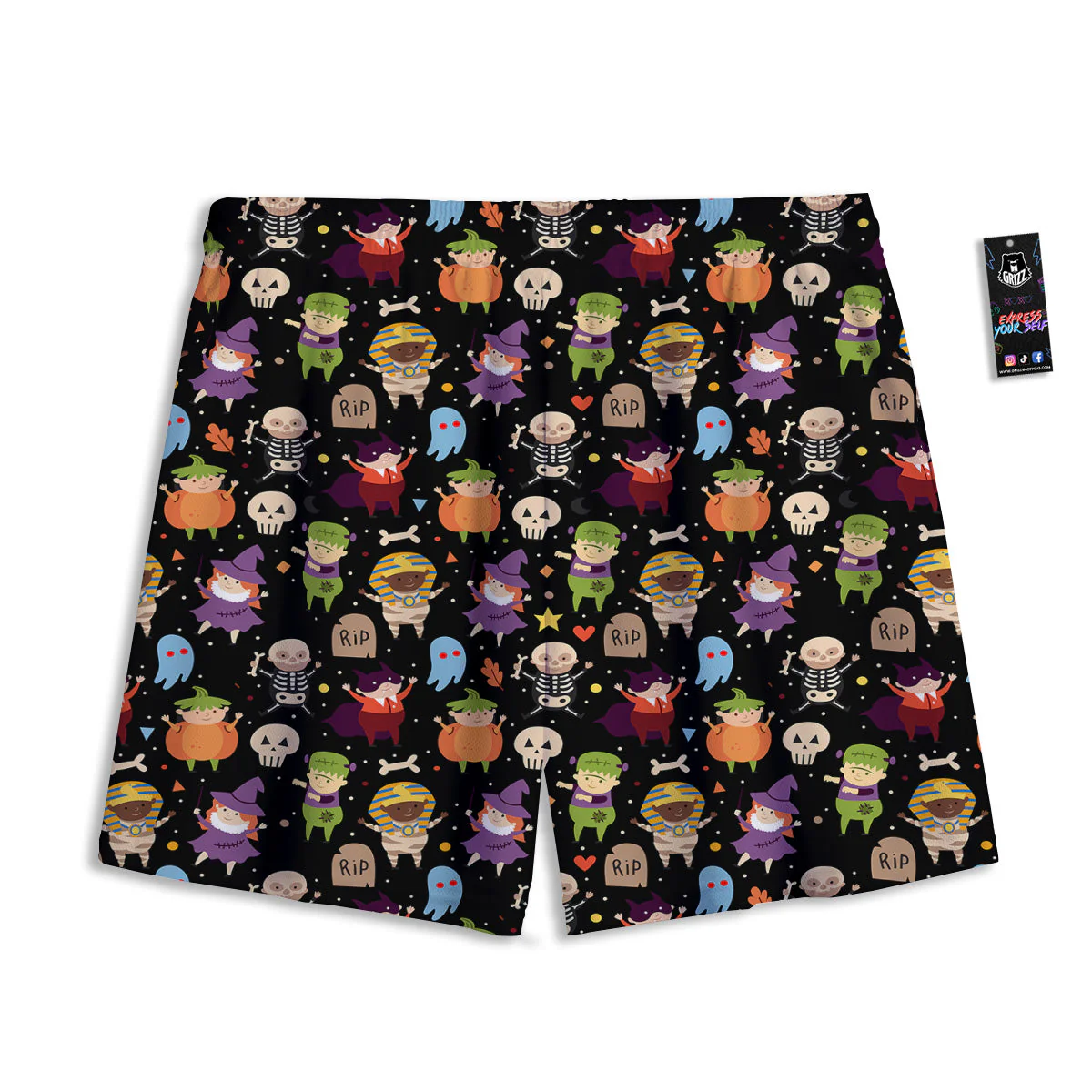 Cute Children Halloween Print Pattern Mesh Shorts - Image 2