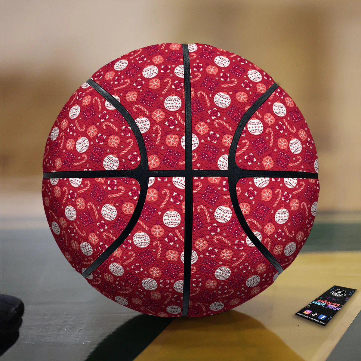 Cute Christmas Elements Print Pattern Basketball