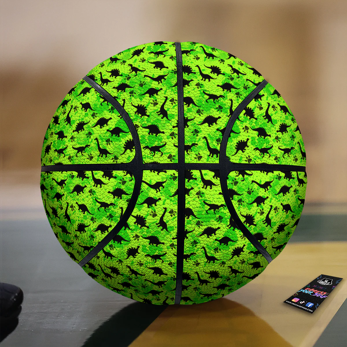 Cute Dino Green Print Pattern Basketball