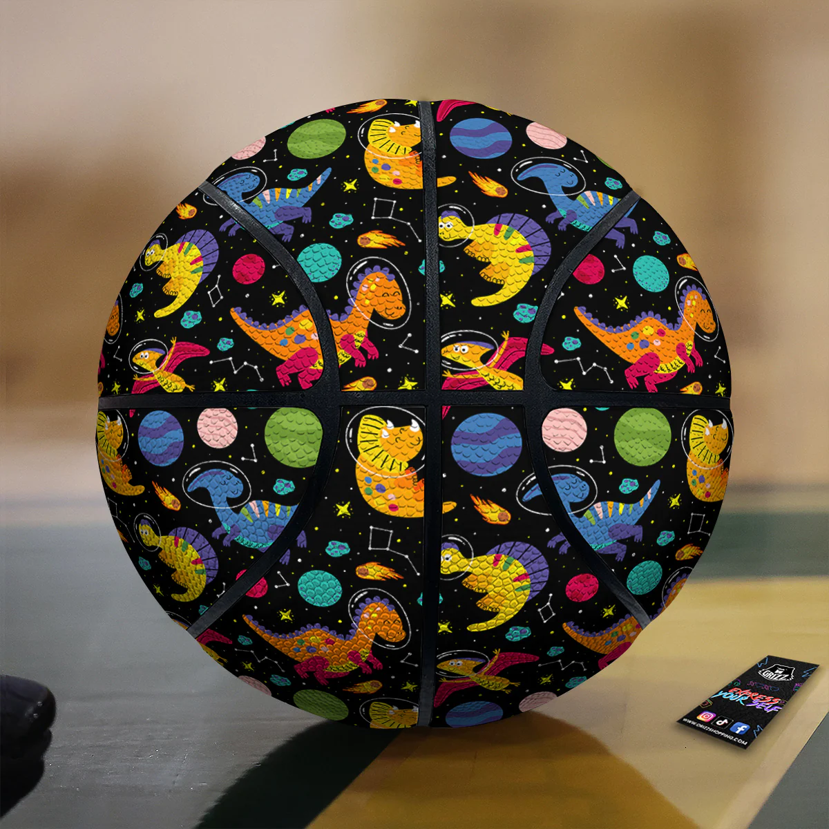 Cute Dinosaurs In Space Print Pattern Basketball