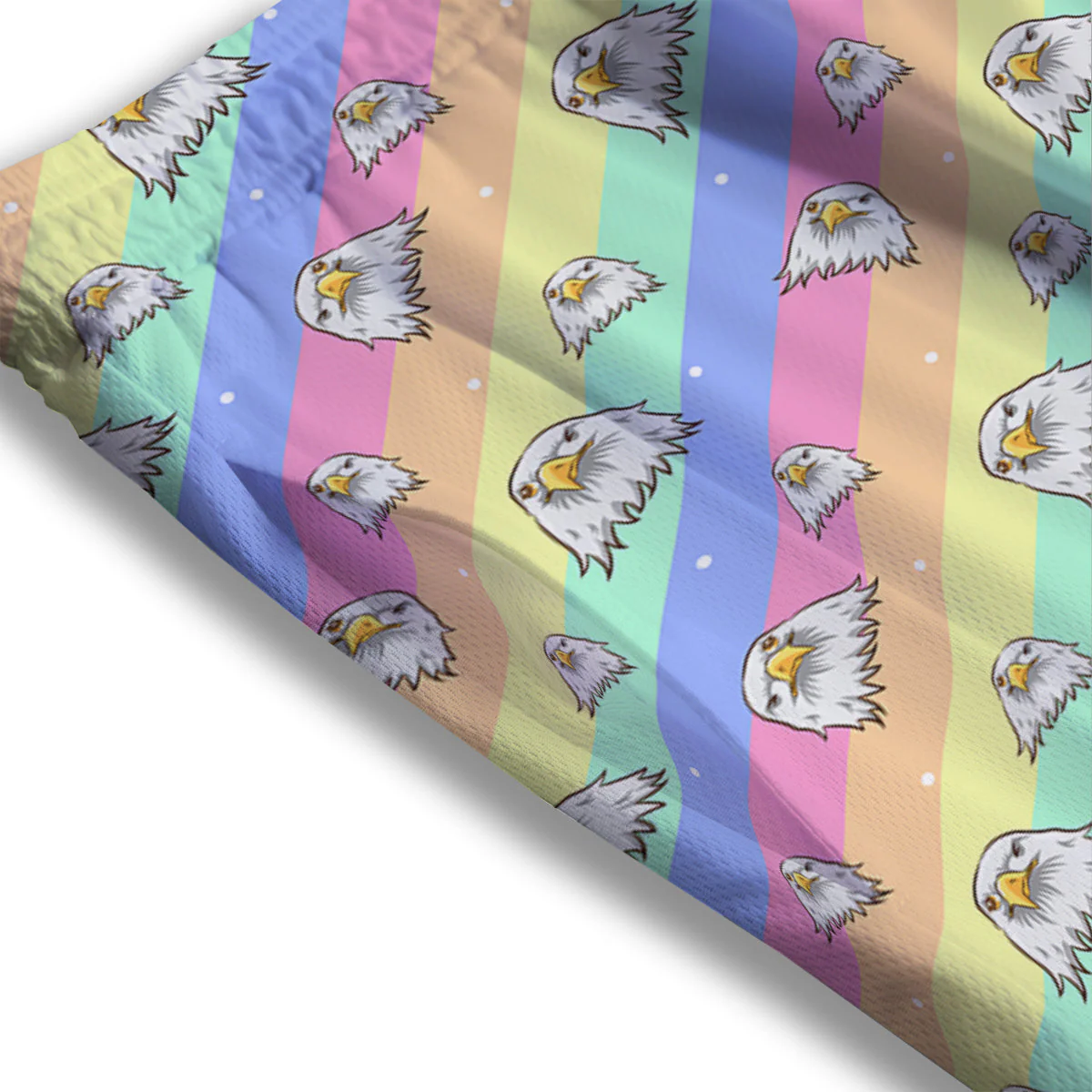 Cute Eagle Rainbow Print Pattern Mesh Shorts - Image 3